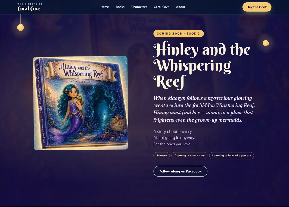 The Book 2 teaser section for Hinley and the Whispering Reef